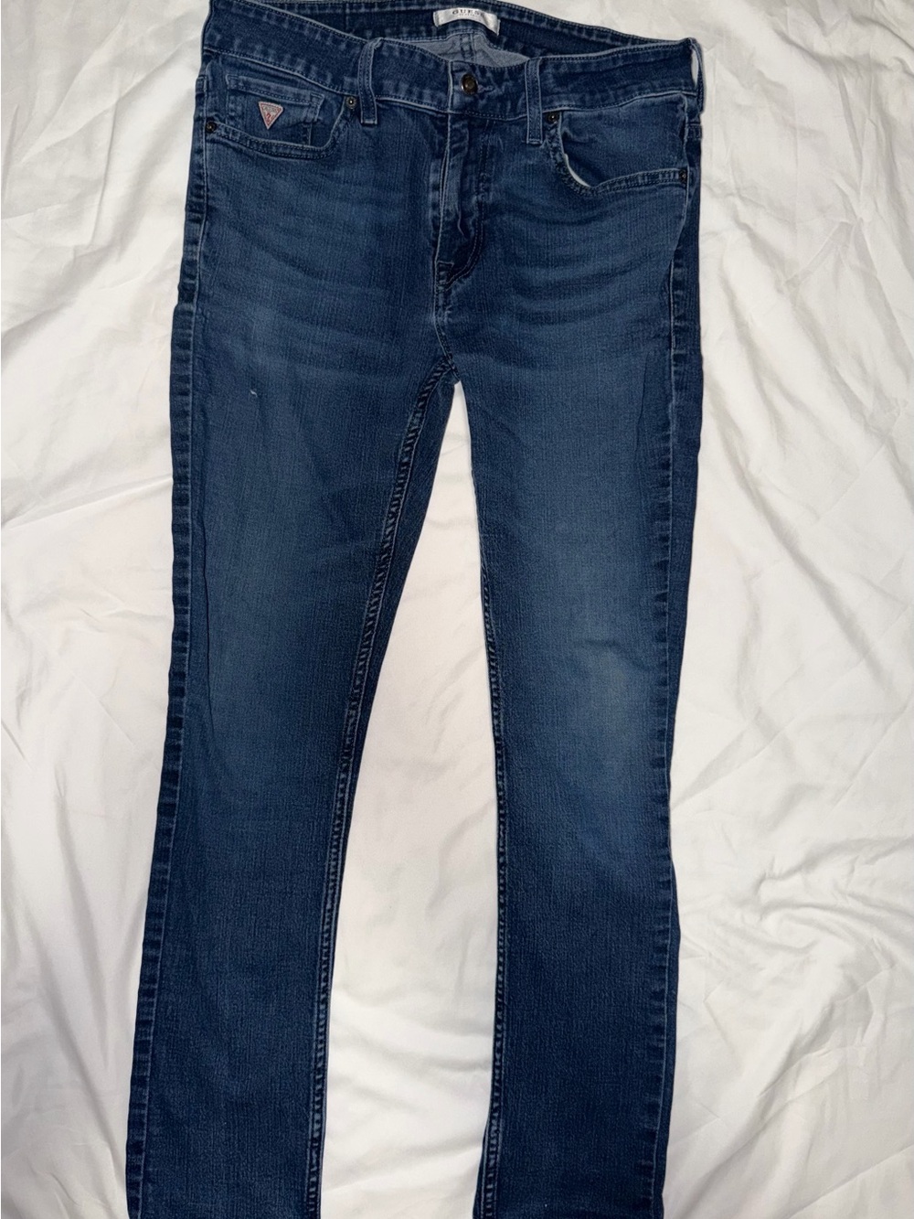 Guess Blue Denim Jeans with Brown Leather Patch